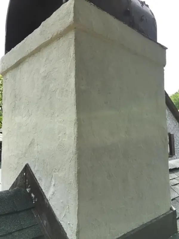 Freshly repaired and coated chimney