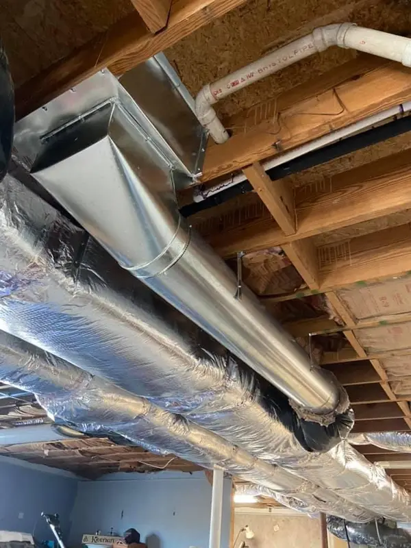 New ductwork installed in a basement