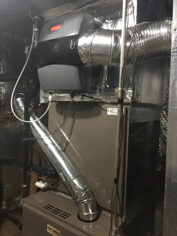 Furnace connected to residential ductwork