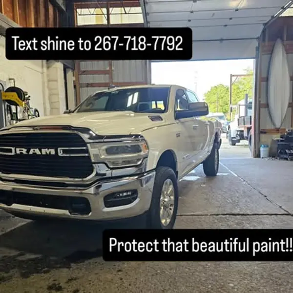 White work truck featured in a JRC Shine paint-protection post
