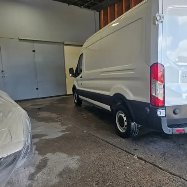 Clean white commercial van after detailing by JRC Shine
