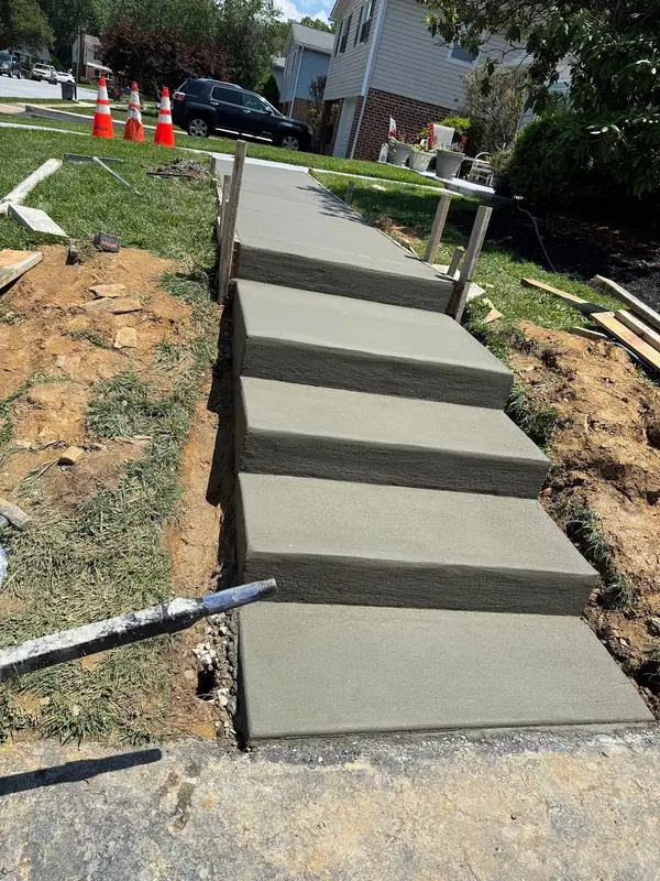 Newly finished concrete steps by A&R