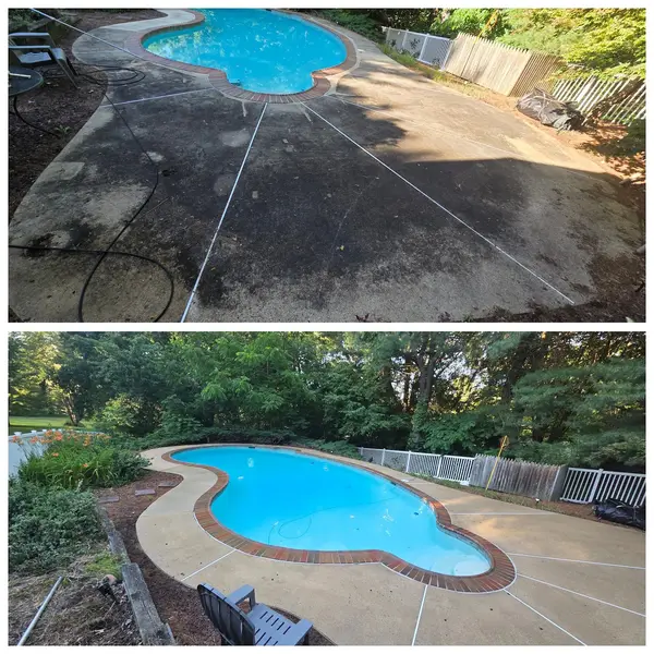 Pool surround before and after cleaning