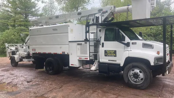 Professional Tree Care branded bucket truck