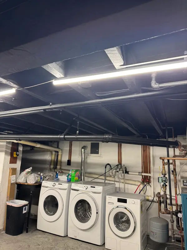 Painted utility-room ceiling