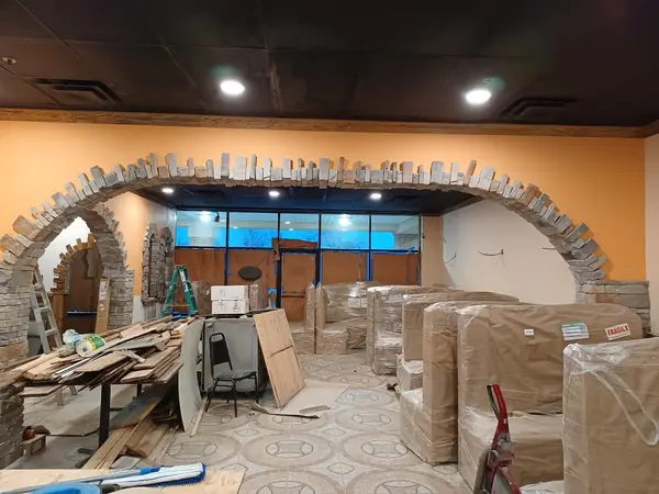 Interior renovation around an archway
