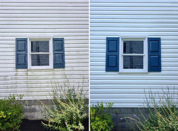 Siding before and after cleaning