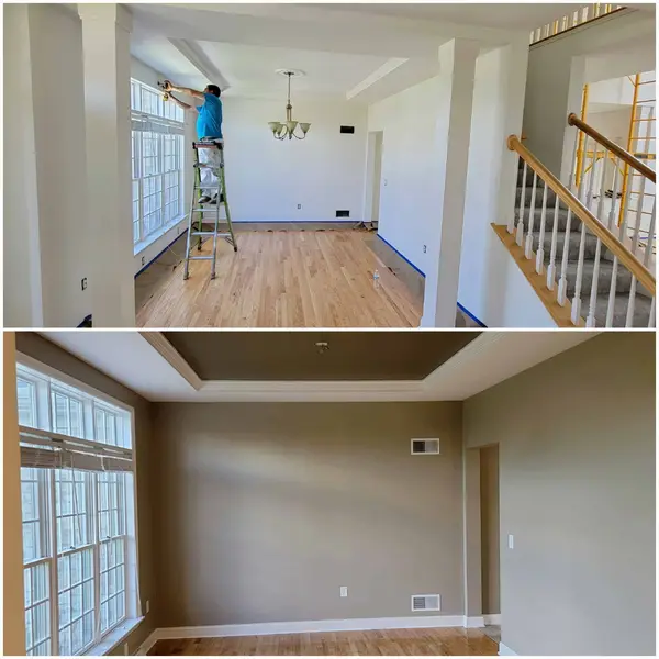 Collage showing interior painting details