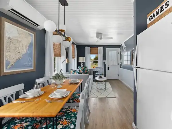 Painted dining space with contrasting walls and trim