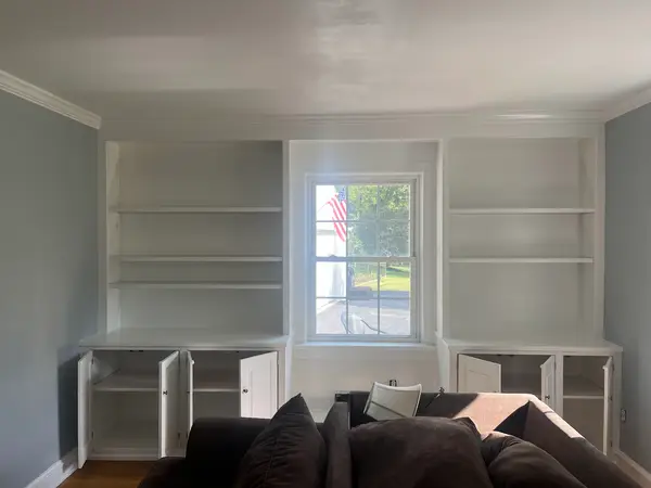 Painted built-in shelving