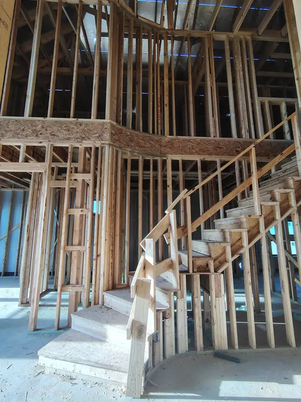 Interior stair and wall framing