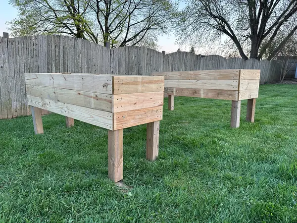 Raised garden beds made from wood