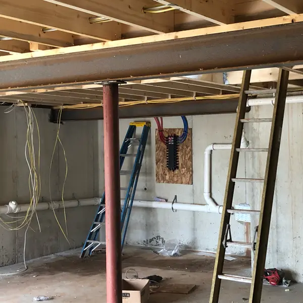 Plumbing rough-in in an unfinished space