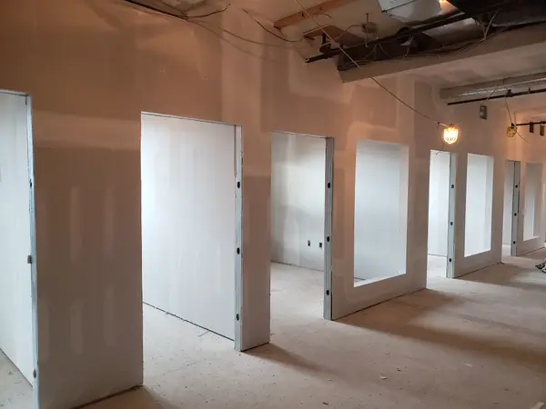 Drywall wall surfaces during preparation