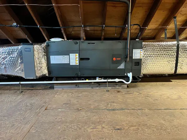 Indoor air handler and connected ductwork