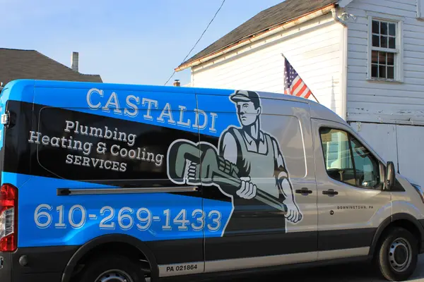 Castaldi Plumbing Heating and Cooling branded van