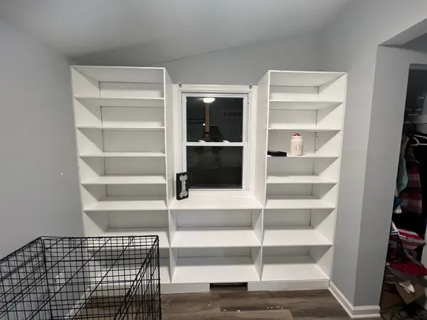 Finished built-in cabinets and shelving