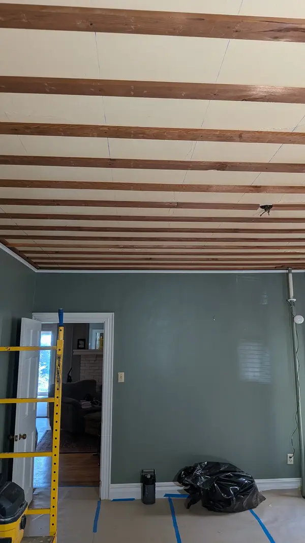 Ceiling beams and finished walls