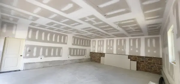 Taped garage walls and ceiling