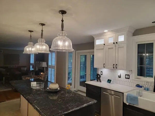 Pendant lights above a kitchen counter