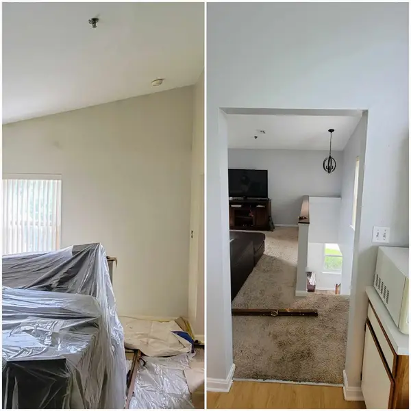 Walls and surrounding areas protected for painting