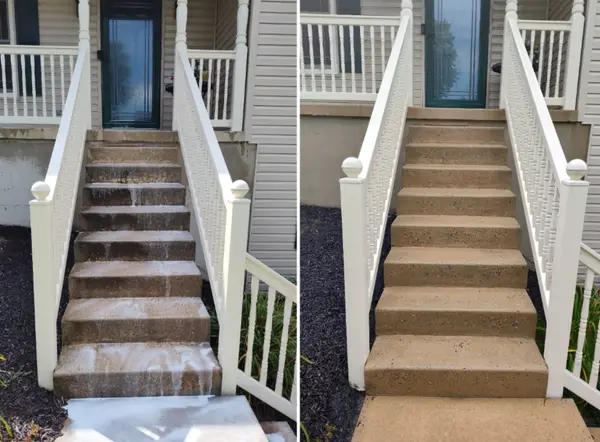 Exterior stairs before and after