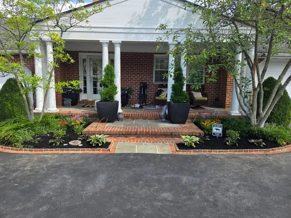 Wide view of a finished front landscape