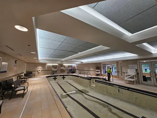 Drywall surfaces in a commercial interior