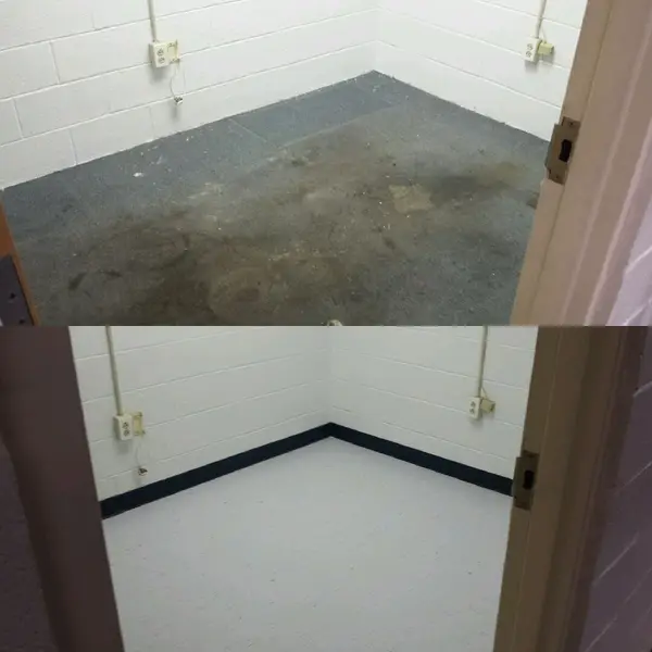 Room floor before and after