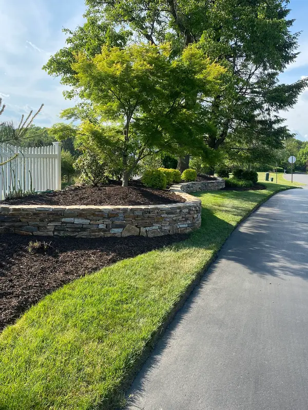 Stone-edged planting bed