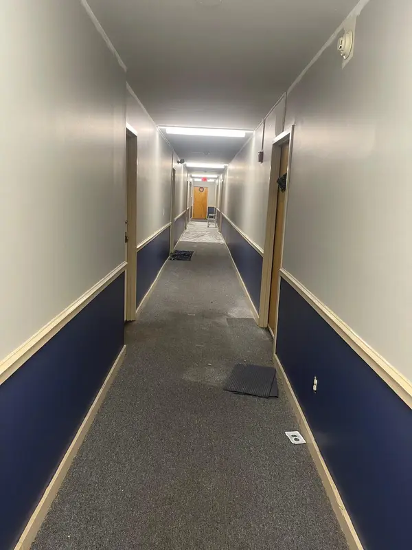 Painted commercial hallway
