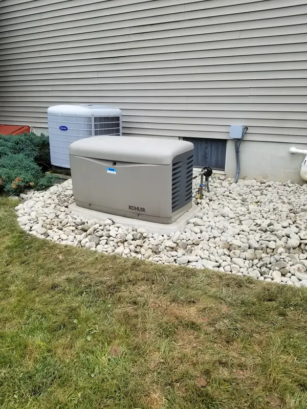 Stone bed around outdoor equipment