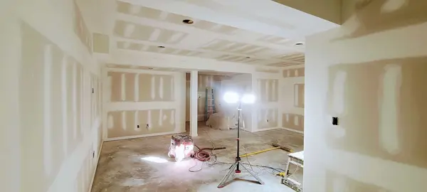 Ceiling and wall joints in progress