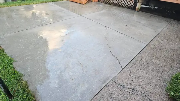 Concrete surface during cleaning