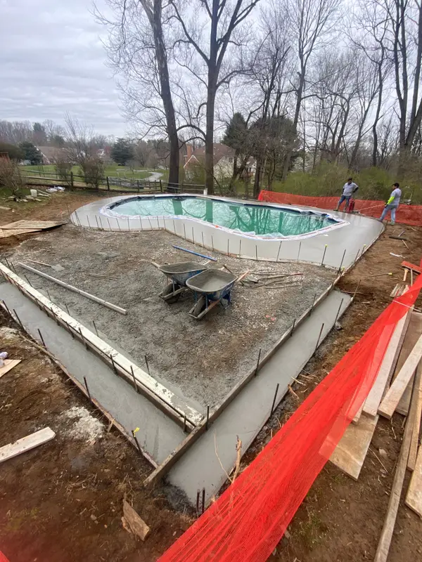 Concrete surface around a swimming pool