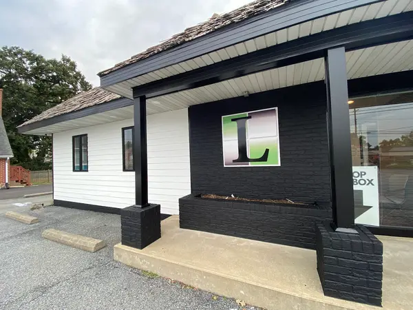 Painted black-and-white building exterior