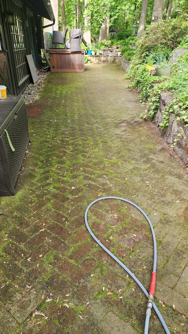 Brick path during cleaning