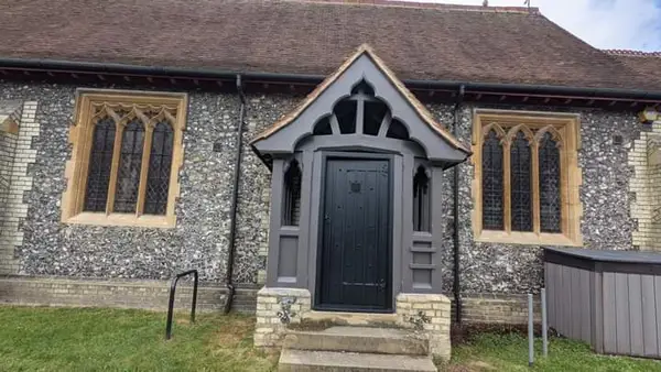 Painted building entrance
