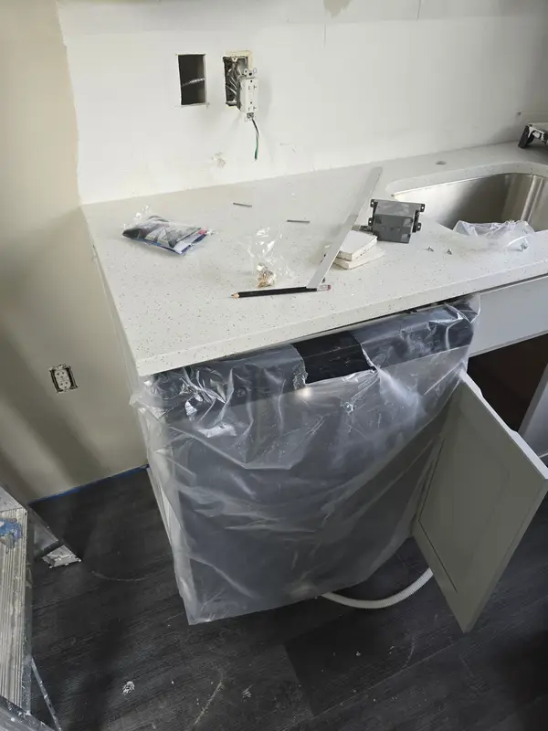 Vanity installation in progress