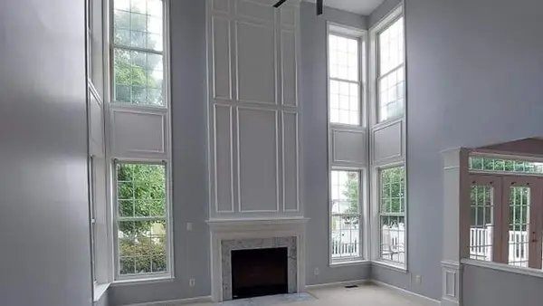 Tall living room walls and trim