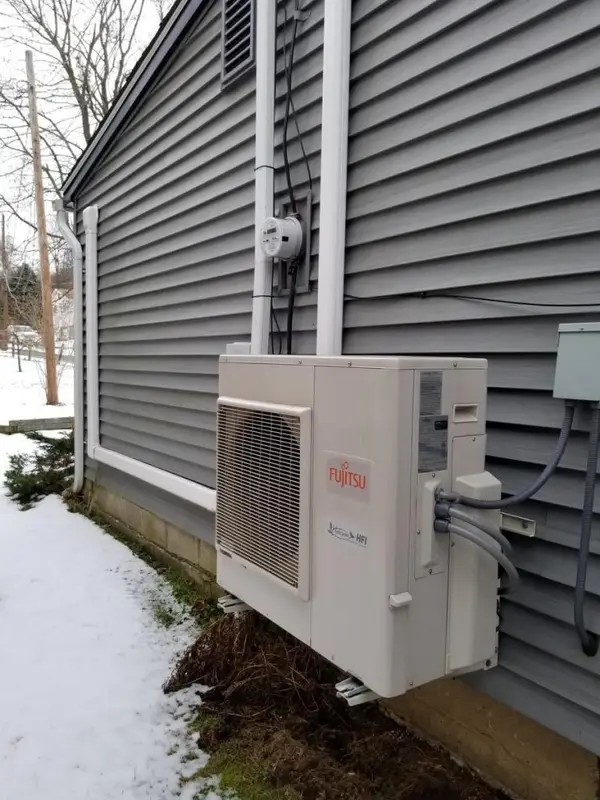 Ductless heat-pump outdoor unit in winter
