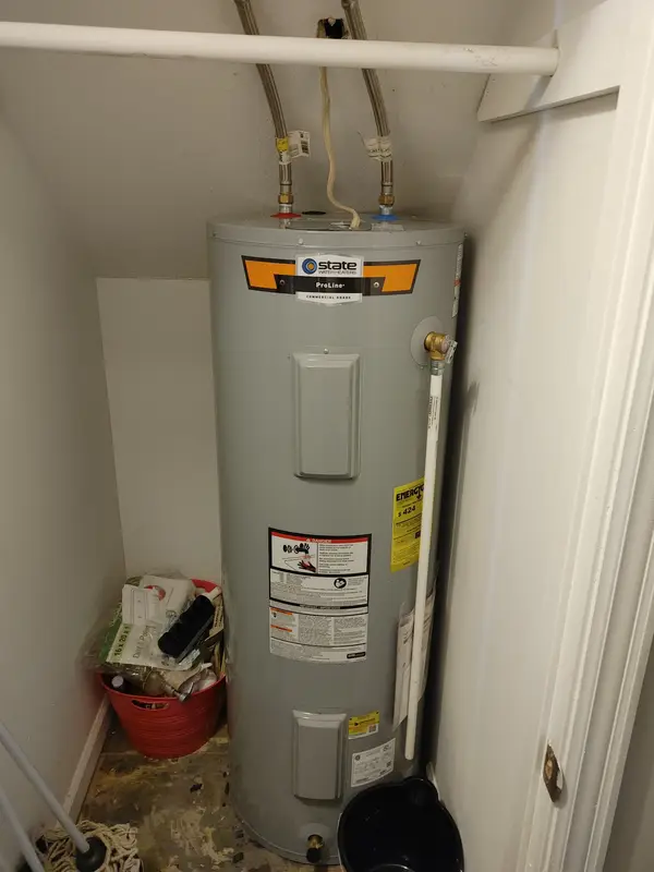 Water heater and overhead piping