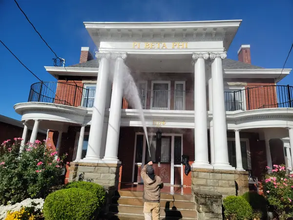 Exterior columns and facade work