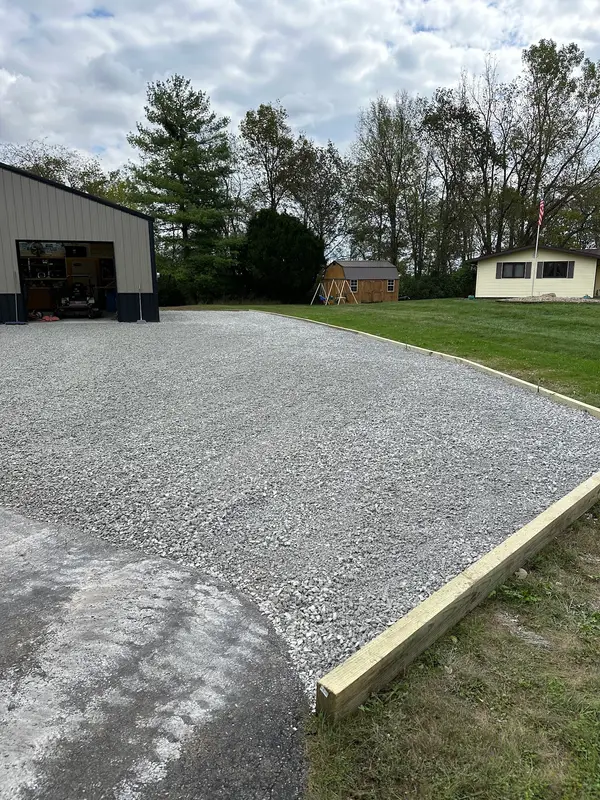 Gravel driveway and timber edge