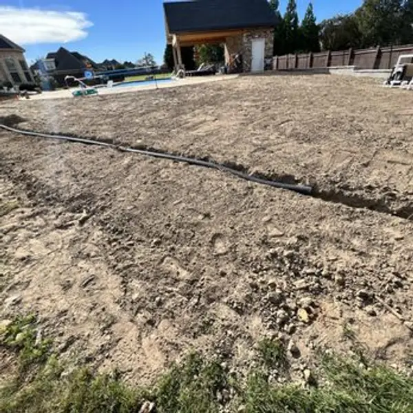 Irrigation lines during landscape preparation