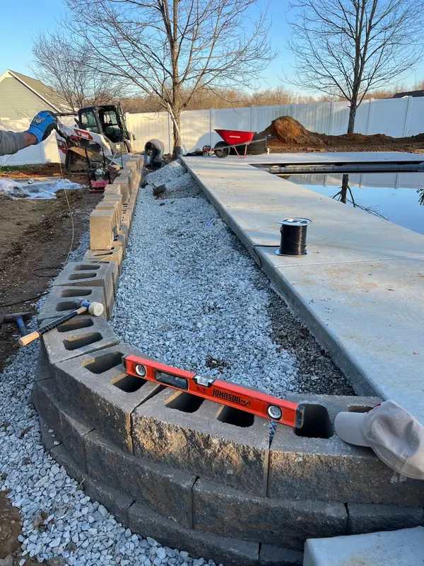 Curved retaining wall in progress