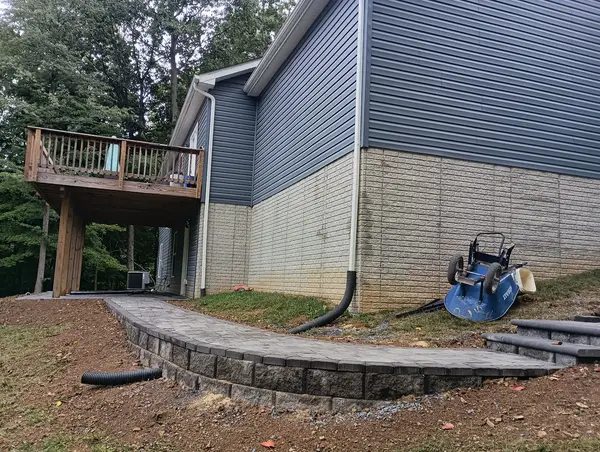 Retaining wall beside a home