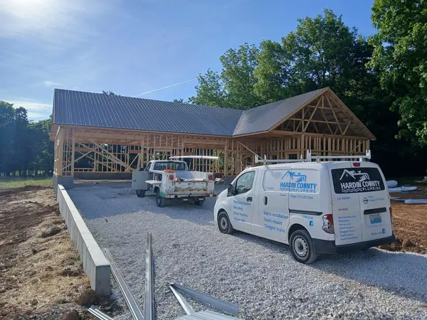 Service vans at a construction project