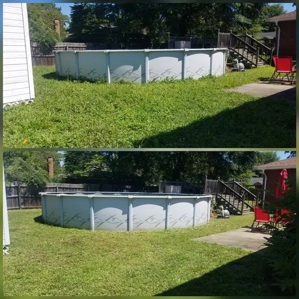 Grass around an above-ground pool