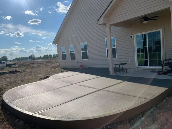 Rounded patio outside sliding doors